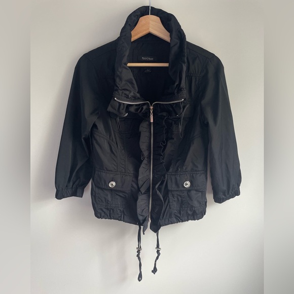 White House Black Market Ruffled Light Nylon Jacket Size 4 - Picture 1 of 6